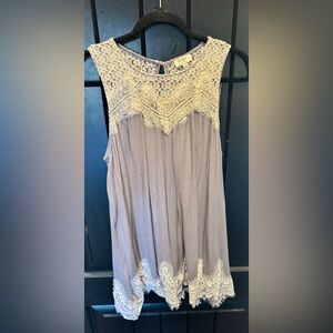 Umgee Lavender Lace Trim Top